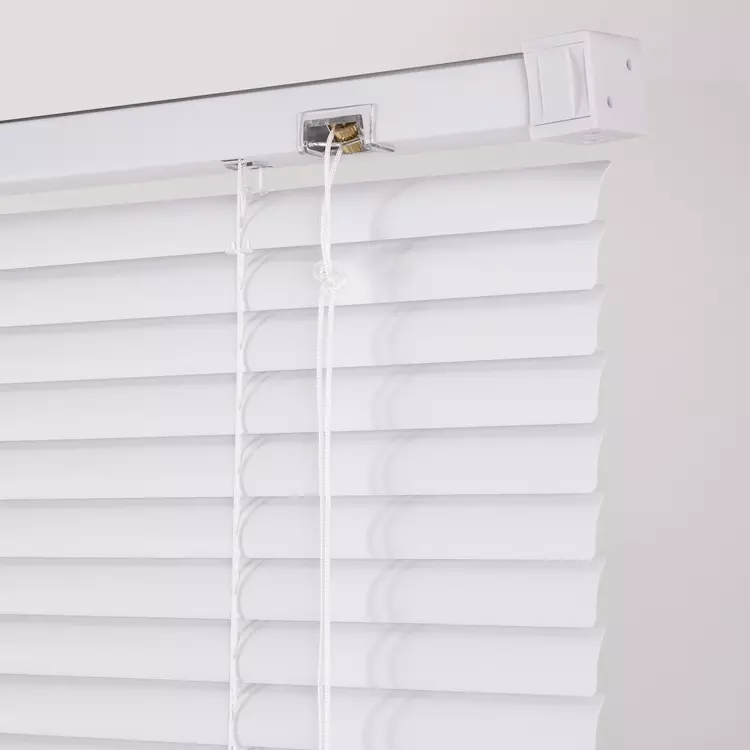 1 25mm White Iron Rail Horizontal PVC Venetian Blinds - Image 1