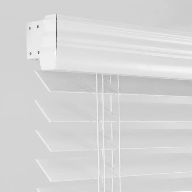 1 Pure White 2 inch PVC Cord Faux Wood Venetian Blinds - Image 1
