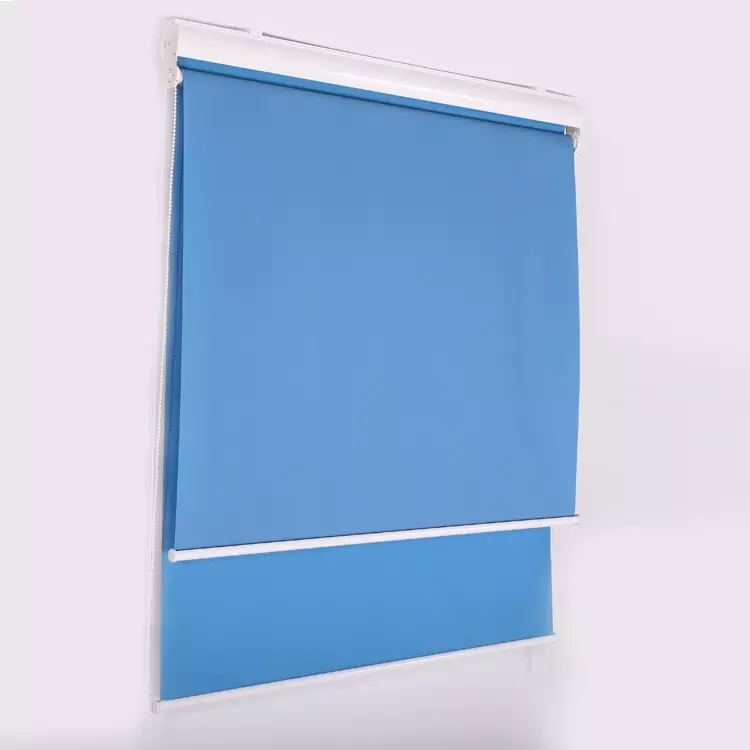 1 Custom Made Skylight Blue Double Blind Window Roller Shades - Image 1